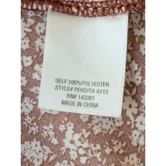 Mi Ami Womens Small Floral Smocked Midi Dress Rust Red White Off Shoulder Boho - Picture 8 of 9